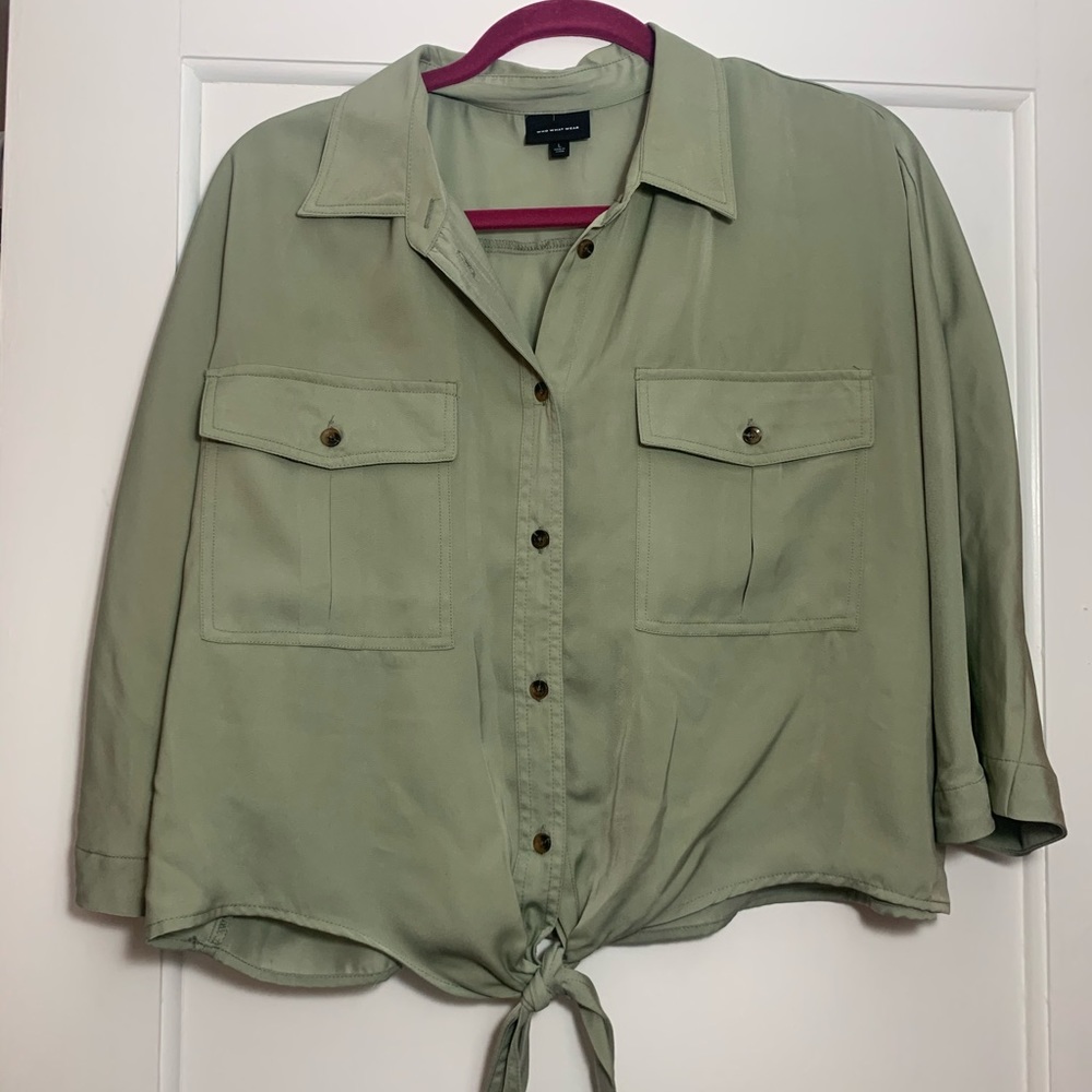 Who What Wear tie button down blouse